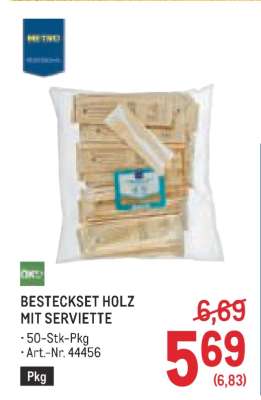 BESTECKSET HOLZ MIT SERVIETTE