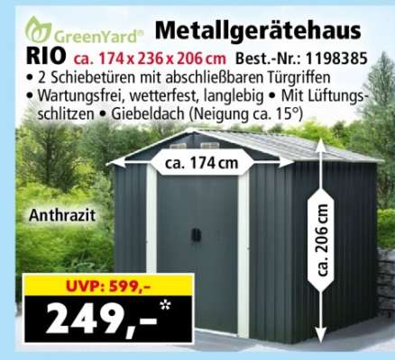 GreenYard Metallgerätehaus RIO