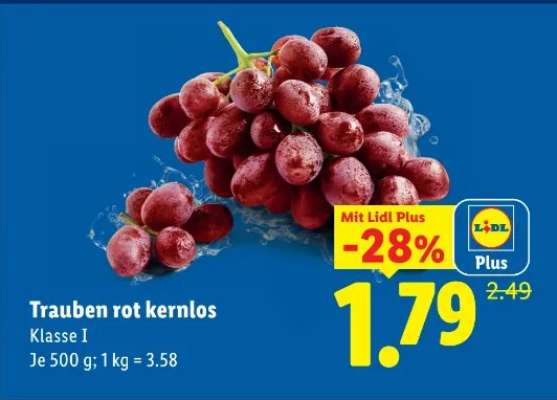 Trauben rot kernlos