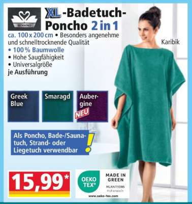XL-Badetuch-Poncho 2 in 1
