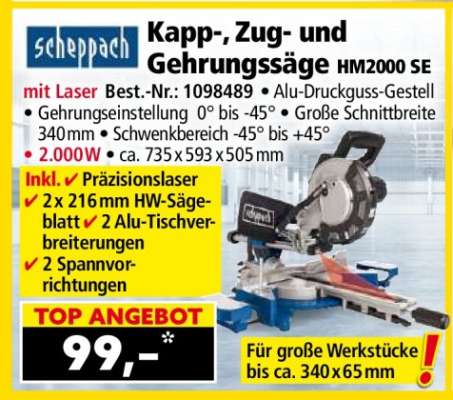 Kapp-, Zug- und Gehrungssäge HM2000 SE