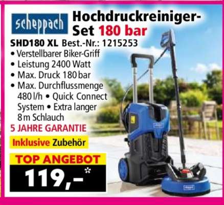 Scheppach Hochdruckreiniger-Set 180 bar