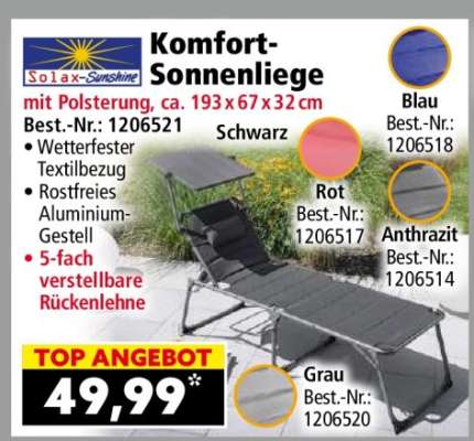 Solax-Sunshine Komfort-Sonnenliege