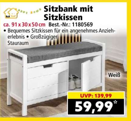 Sitzbank mit Sitzkissen