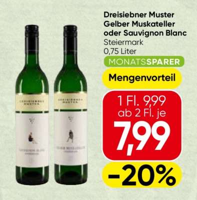 Dreisiebner Muster Gelber Muskateller oder Sauvignon Blanc