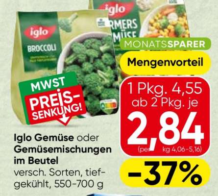 Iglo Gemüse oder Gemüsemischungen im Beutel