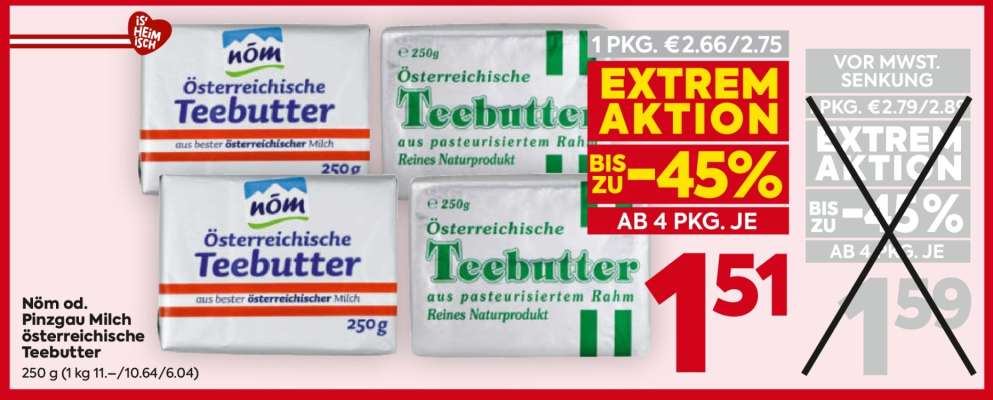 Nöm od. Pinzgau Milch österreichische Teebutter