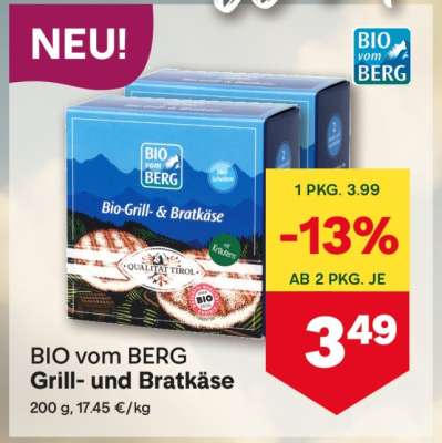 BIO vom BERG Grill- und Bratkäse