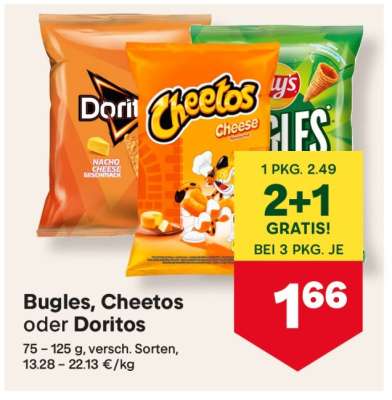 Bugles, Cheetos oder Doritos