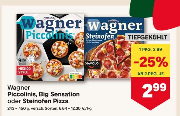 Wagner Piccolinis, Big Sensation oder Steinofen Pizza