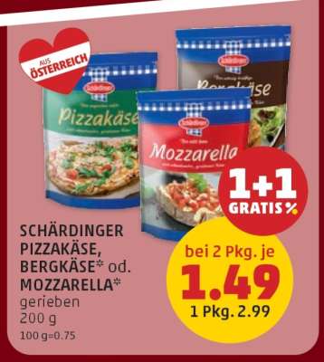 SCHÄRDINGER PIZZAKÄSE, BERGKÄSE od. MOZZARELLA