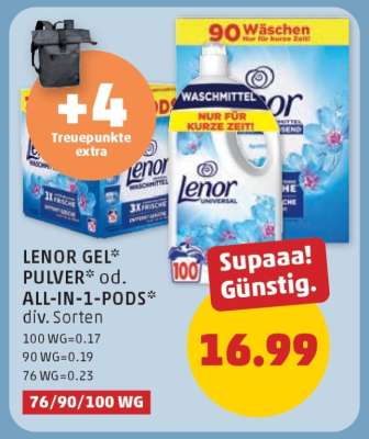 LENOR GEL, PULVER od. ALL-IN-1-PODS