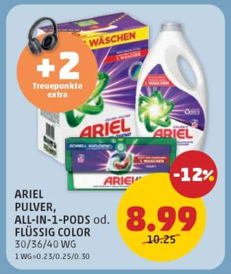 ARIEL PULVER, ALL-IN-1-PODS od. FLÜSSIG COLOR