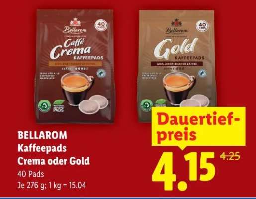 BELLAROM Kaffeepads Crema oder Gold