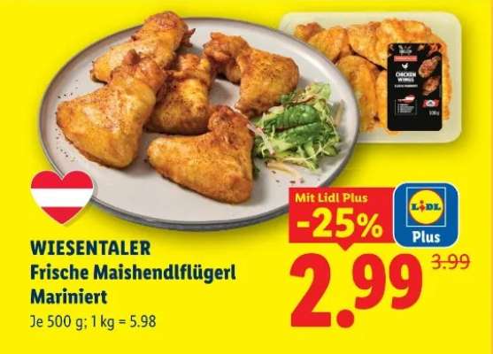 WIESENTALER Frische Maishendlflügerl mariniert