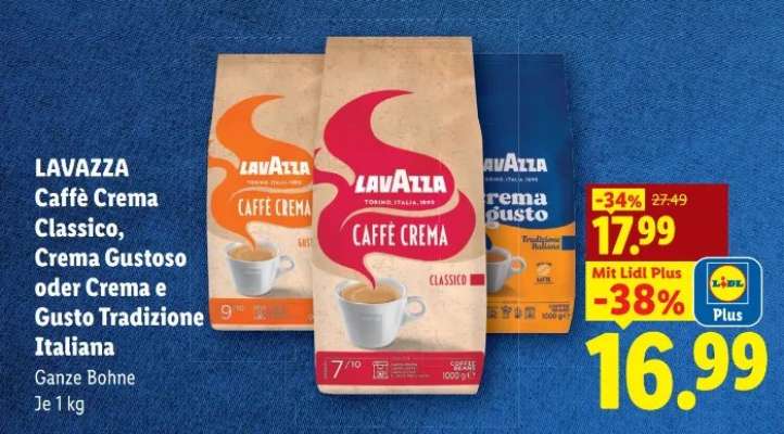 LAVAZZA Caffè Crema Classico, Crema Gustoso oder Crema e Gusto Tradizione Italiana