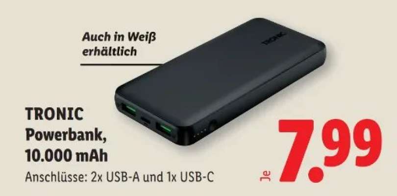 TRONIC Powerbank, 10.000 mAh
