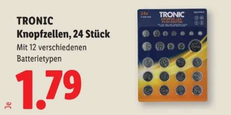 TRONIC Knopfzellen, 24 Stück