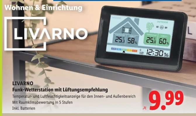 LIVARNO Funk-Wetterstation mit Lüftungsempfehlung