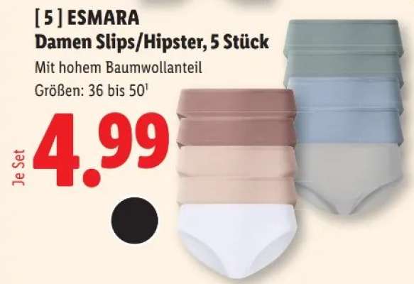 ESMARA Damen Slips/Hipster, 5 Stück