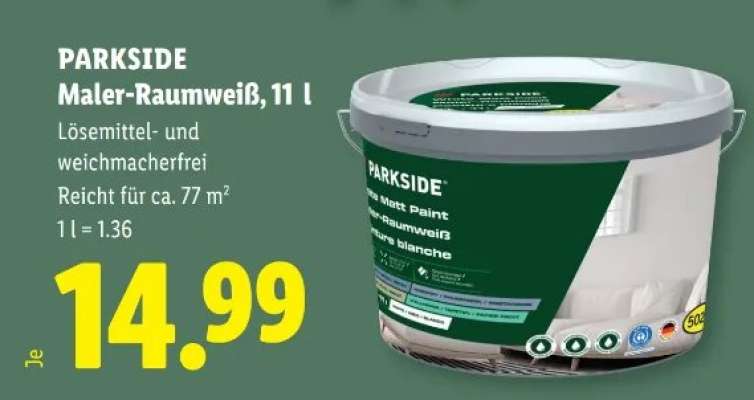 PARKSIDE Maler-Raumweiß, 11 l