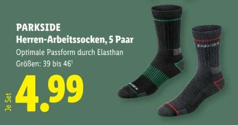 PARKSIDE Herren-Arbeitssocken, 5 Paar