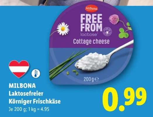 MILBONA Laktosefreier Körniger Frischkäse