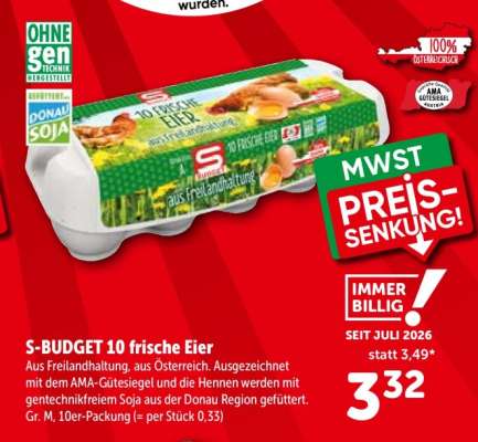 S-BUDGET 10 frische Eier