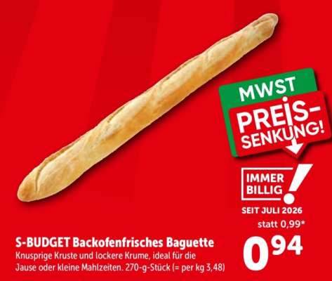 S-BUDGET Backofenfrisches Baguette