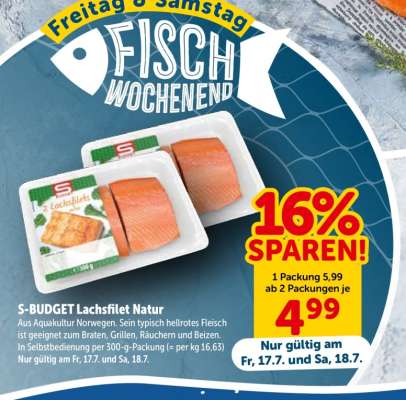 S-BUDGET Lachsfilet natur