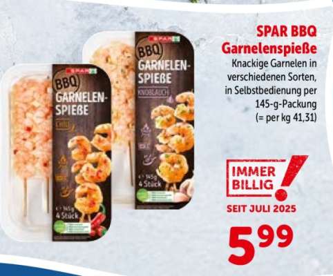 SPAR BBQ Garnelenspieße