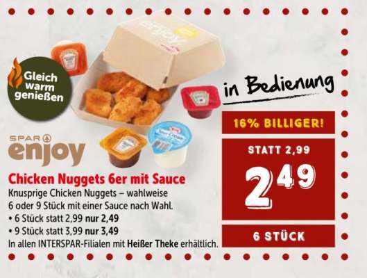 Chicken Nuggets 6er mit Sauce