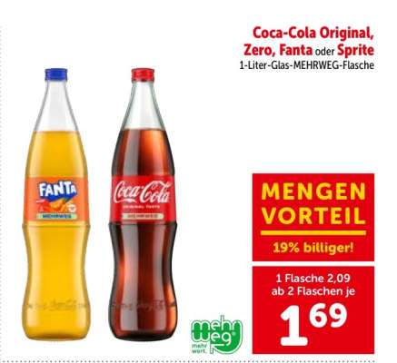 Coca-Cola Original, zero, Fanta oder Sprite