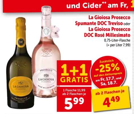 La Gioiosa Prosecco Spumante DOC Treviso oder La Gioiosa Prosecco DOC Rosé Millesimato