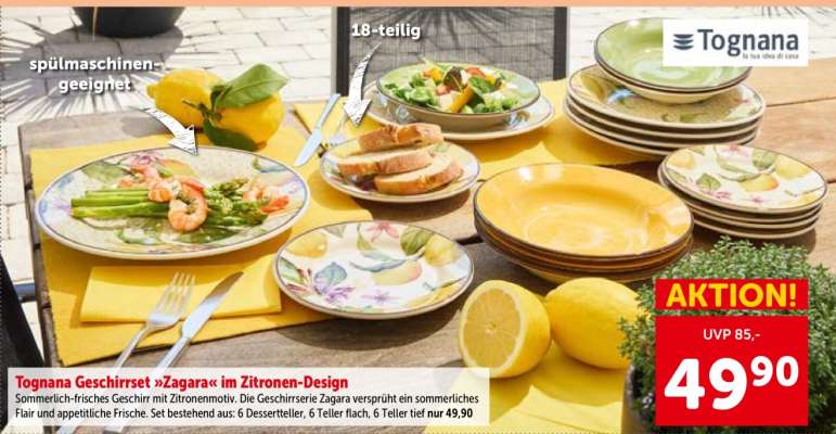 Tognana Geschirrset »Zagara« im Zitronen-Design