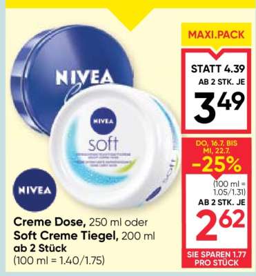 NIVEA Creme Dose oder Soft Creme Tiegel
