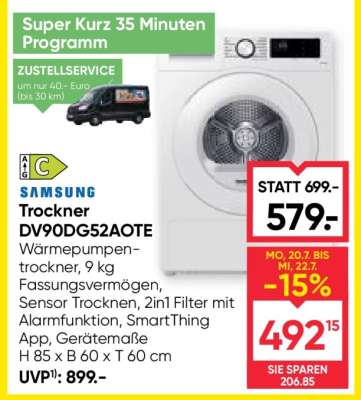 Samsung Trockner DV90DG52AOTE