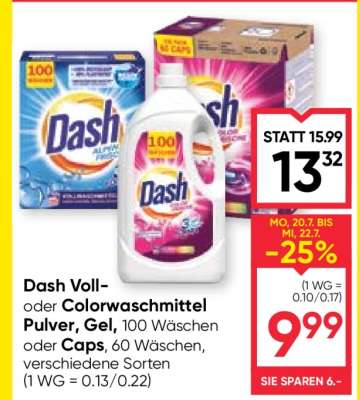 Dash Voll- oder Colorwaschmittel Pulver, Gel