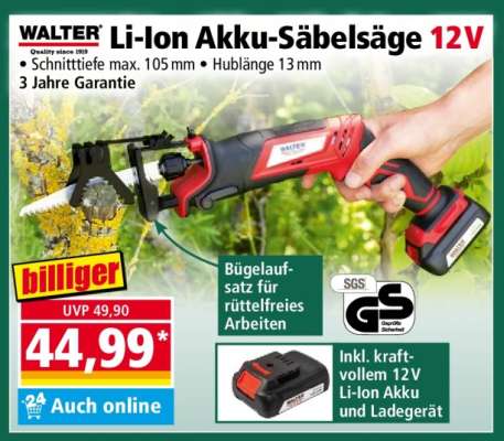 WALTER Li-Ion Akku-Säbelsäge 12V