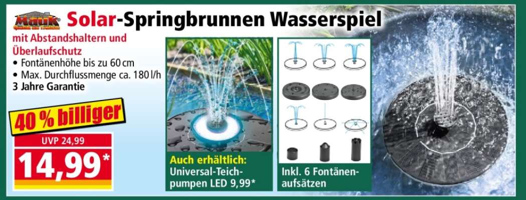 Solar-Springbrunnen Wasserspiel