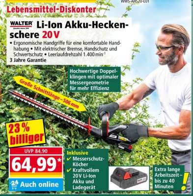 Li-Ion Akku-Heckenschere 20V