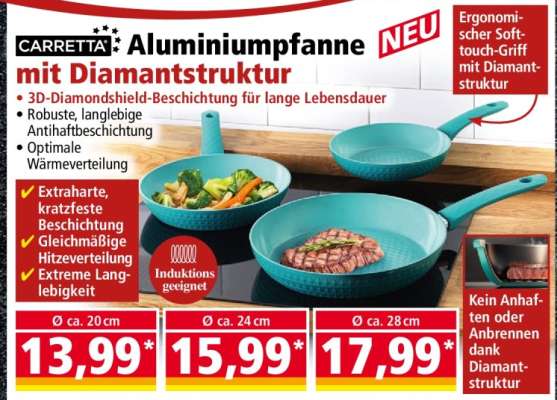 CARRETTA® Aluminiumpfanne mit Diamantstruktur