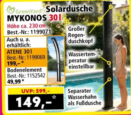 GreenYard Solardusche MYKONOS 30l