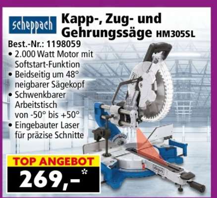 scheppach Kapp-, Zug- und Gehrungssäge HM305SL