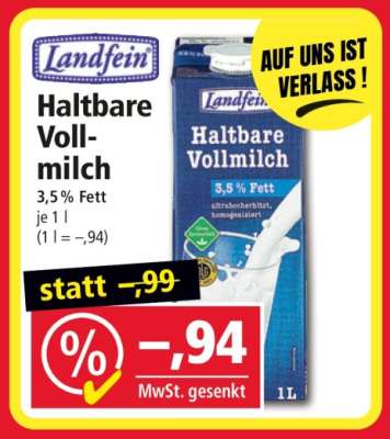 Landfein Haltbare Vollmilch