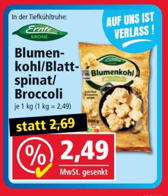 Ernte Krone Blumenkohl/Blattspinat/Broccoli