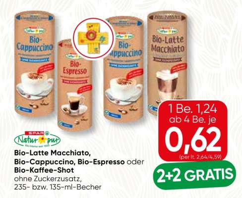 Bio-Latte Macchiato, Bio-Cappuccino, Bio-Espresso oder Bio-Kaffee-Shot