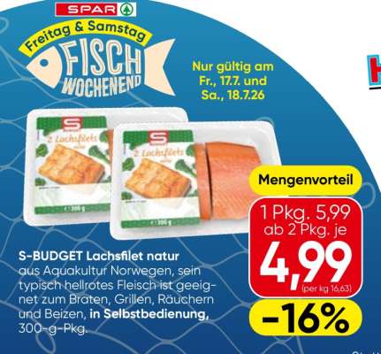 S-BUDGET Lachsfilet natur