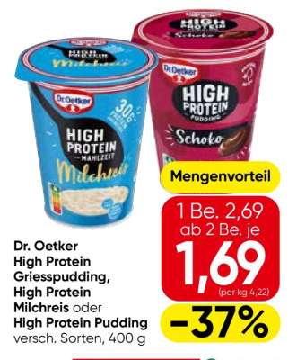 Dr. Oetker High Protein Griesspudding, High Protein Milchreis oder High Protein Pudding