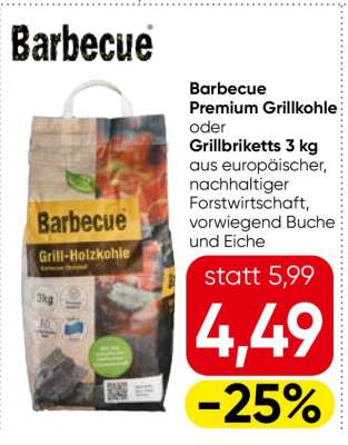 Barbecue Premium Grillkohle oder Grillbriketts 3 kg